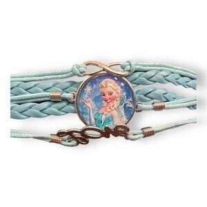 NWT Disney Frozen Elsa Leather Cord Charm Bracelet